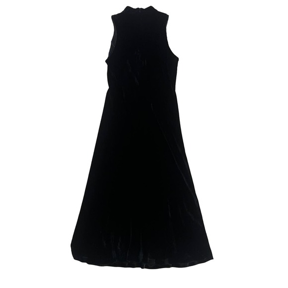 Women 8 LAUREN Ralph Lauren Sleeveless Mock Neck Black Velvet Velour Dress - Picture 4 of 5